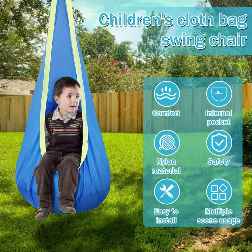 Kids Outdoor Swing Set - キッズポッドスイングシート ナイロン製ハンギングチェア インフレータブルクッション付き ポータブル子供用感覚スイングセット 屋内屋外用 子供用