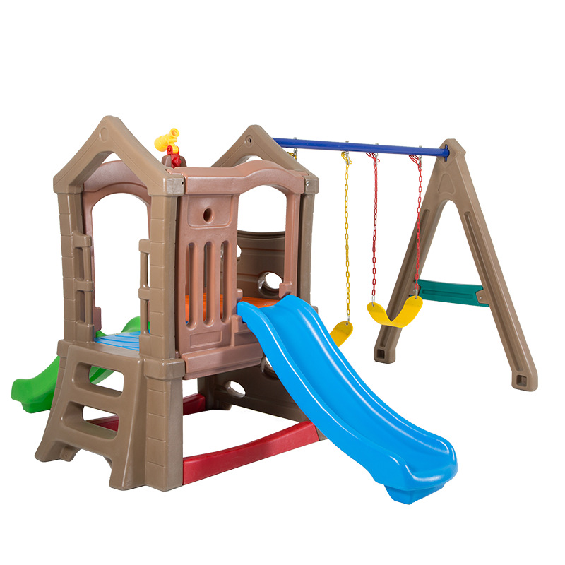 Kids Outdoor Swing Set - 高品質子供用屋内外兼用プラスチック製ダブルスライド遊具、キッズスライドとブランコセットの組み合わせ、ベビーガーデン用スライドおもちゃ