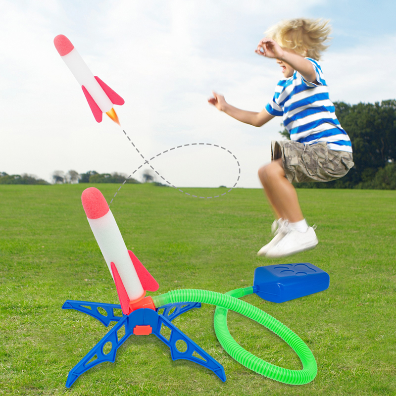 Kids Outdoor Jumping Toys - ペダル付きエアポンプ,ボールランチャー,子供用おもちゃキット,フォームロケットアクセサリー,男の子と女の子,アウトドアジャンプスポーツ