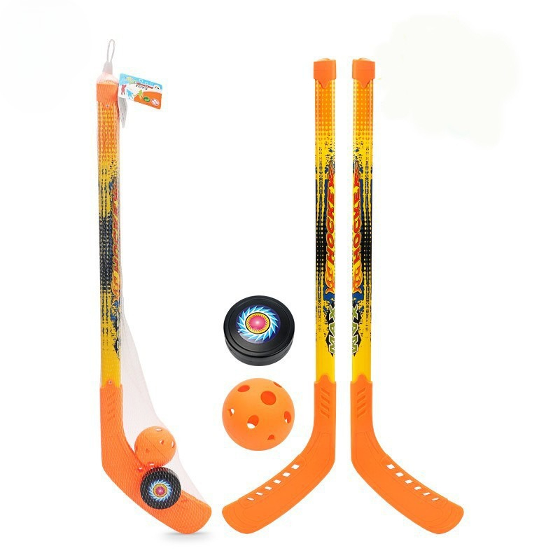 Kids Outdoor Hockey Set - 子供用ホッケー スティックセット 屋外ホッケーゲーム スティック2本 ボール1個 パック1個