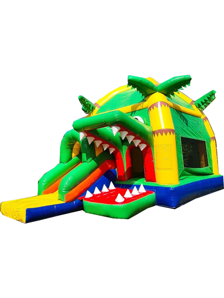 Kids Outdoor Jumping Toys - 子供用クロコダイル型インフレータブルバウンスハウス、滑り台付き屋外ガーデンパーティーバウンサー、トランポリンおもちゃ