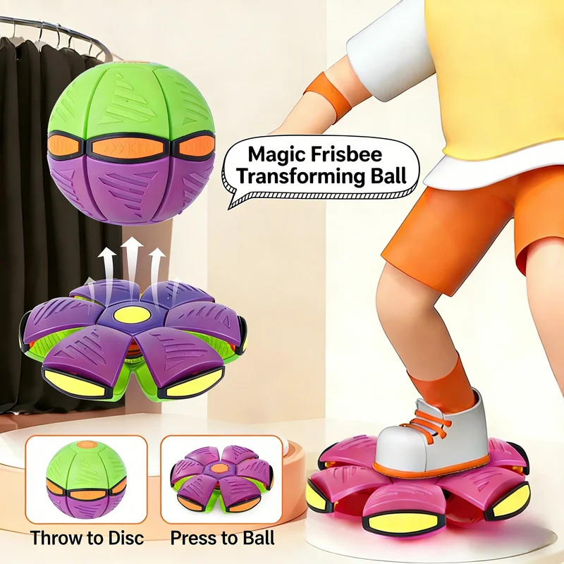 Kids Outdoor Jumping Toys - 屋外＆屋内兼用親子で遊べる足で変形する空飛ぶ円盤ボールマジックベントトイ子供用圧力緩和ストレス解消ギフト