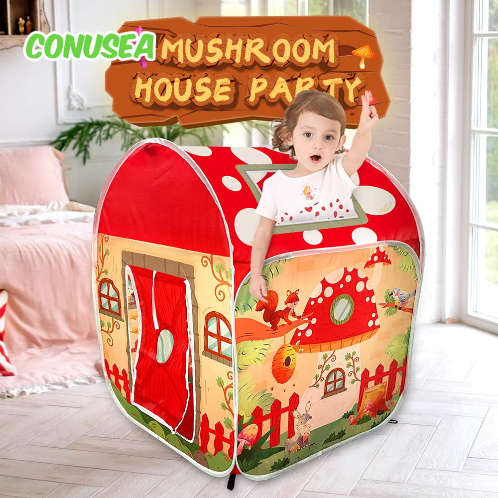 Kids Outdoor Hut - ベビー用プレイテント、子供用小さな家、女の子用、屋内外ゲーム、プレイハウス、キャンプ用キノコ型ハウス、男の子用おもちゃ