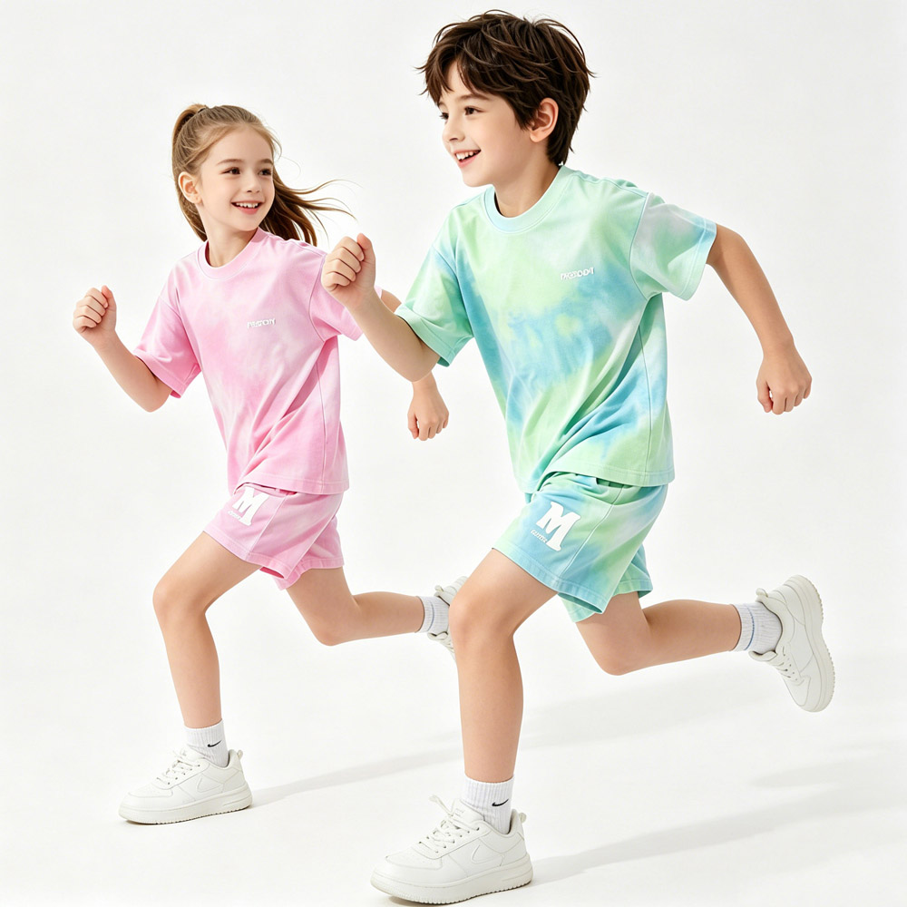 Kids Outdoor Clothing - 5-14 歳の子供スポーツセット綿男の子夏セット女の子ルーズスポーツウェアスーツランニングハイキング屋外半袖ショーツ衣装