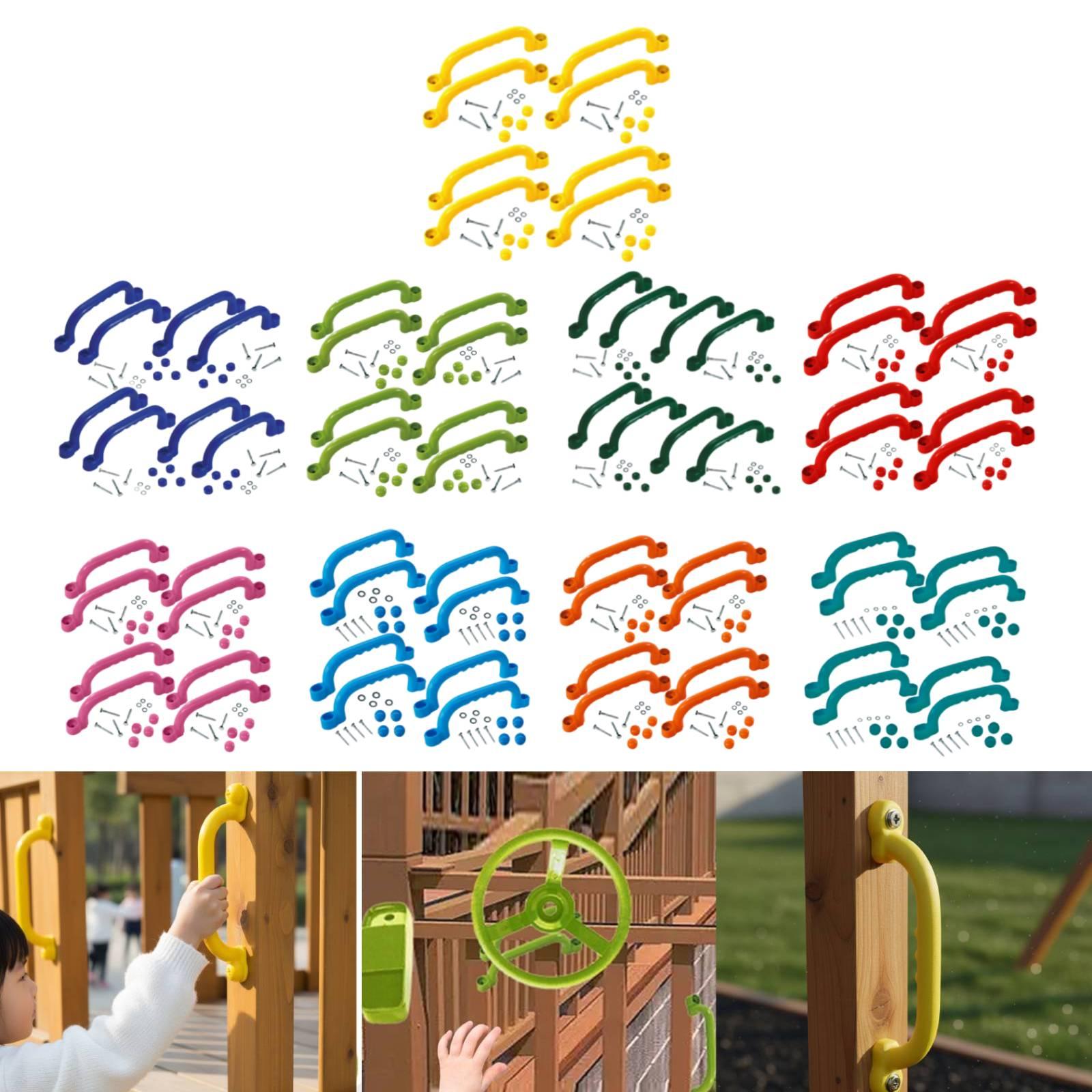 Kids Outdoor Treehouse - 8個入りクライミングフレームハンドル 簡単設置 屋外プレイセット 子供用遊び場アクセサリー ガーデンプレイハウス ツリーハウス用