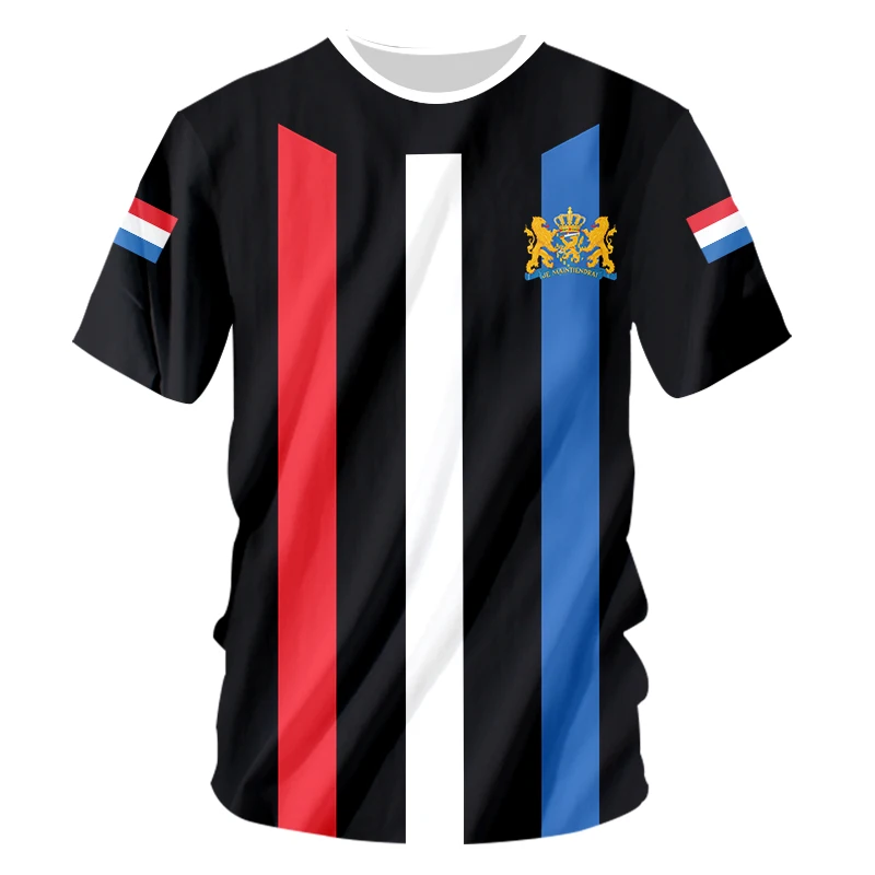 Kids Outdoor Clothing - ルクセンブルクロゴ 3D プリントスポーツ速乾性通気性メンズ Tシャツ屋外サッカージャージチーム半袖親子服