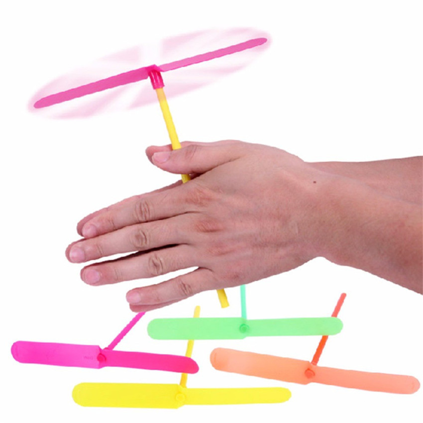 Kids Outdoor Jumping Toys - 子供の屋外の伝統的なクラシックノスタルジックなおもちゃプラスチック竹トンボ形状ハンドプッシュ飛行プロペラ子供のおもちゃのギフト