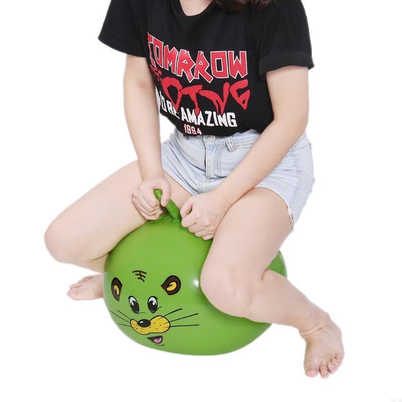 Kids Outdoor Jumping Toys - 猫耳インフレータブルジャンプボールバウンスレトロボールハンドル屋外おもちゃ子供のための A2UB