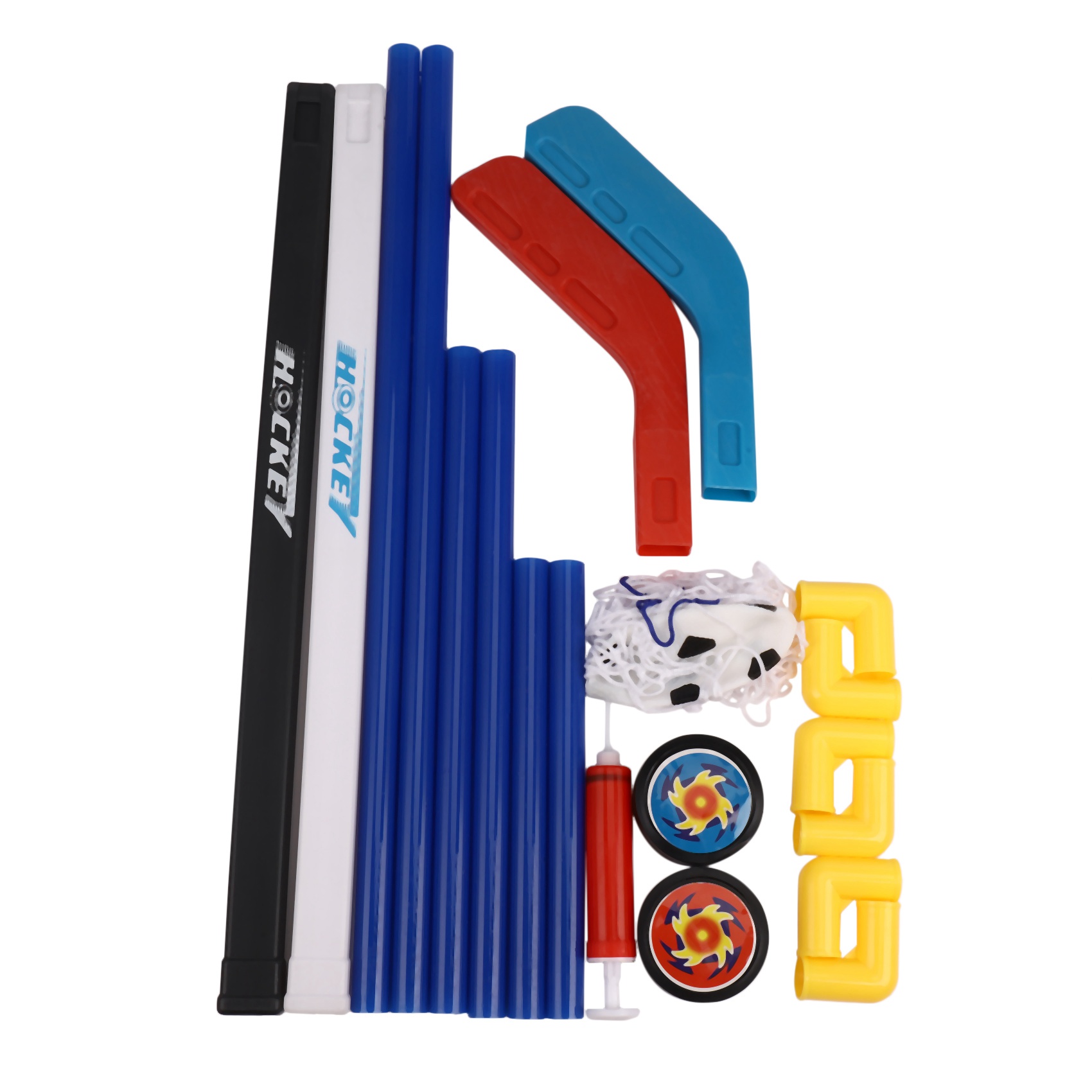 Kids Outdoor Hockey Set - AS96-2 屋内外兼用子供用スポーツサッカー＆アイスホッケーゴール、ボールとポンプ付き練習用スクリメージゲームフットボールセット