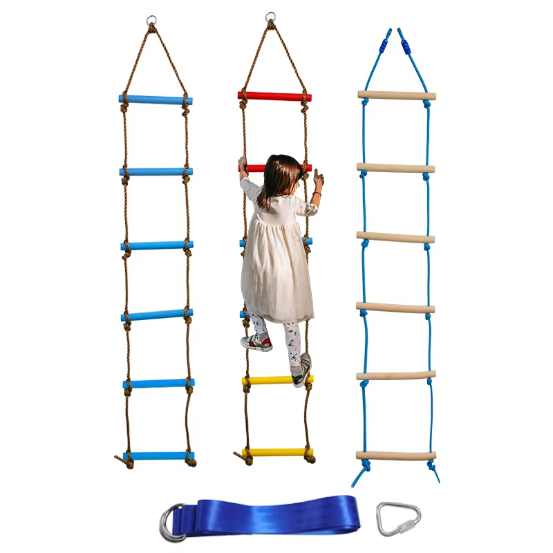 Kids Outdoor Treehouse - 6.6フィートの子供用クライミングラダー、屋内プレイセット、屋外ツリーハウス遊具、クライミングロープラダー