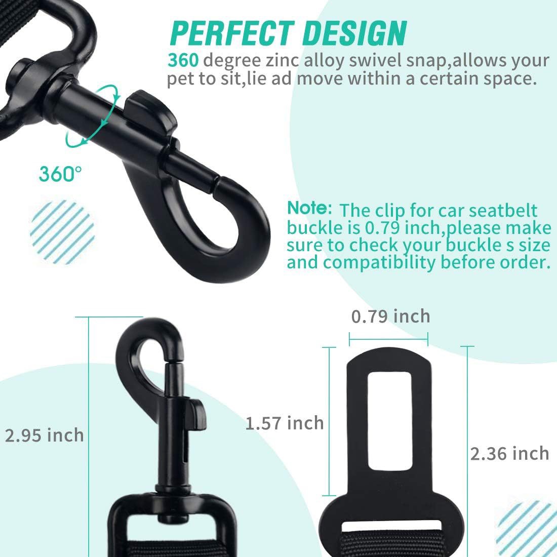 耐久性のある格納式犬用カーハーネス、車用調節可能な犬用シート - Swing Seat Belt のレビューと価格
