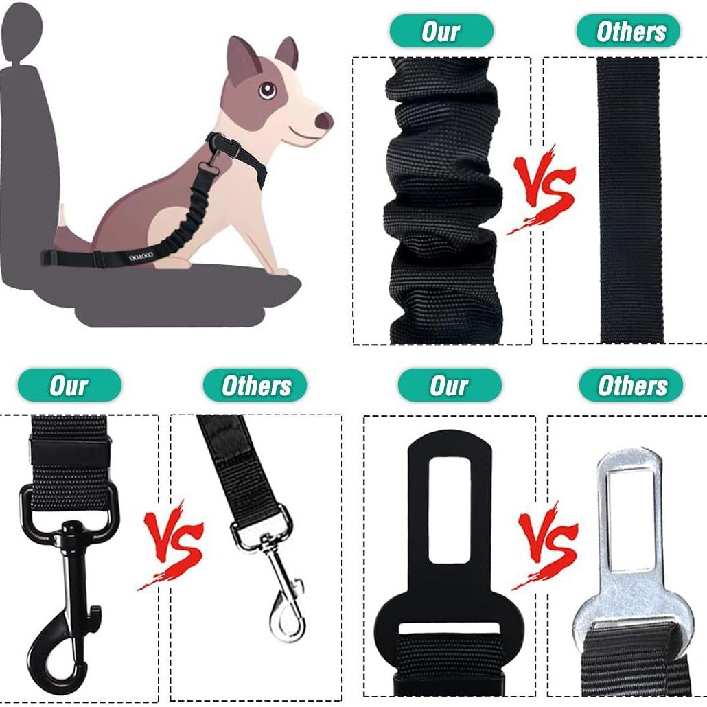 耐久性のある格納式犬用カーハーネス、車用調節可能な犬用シート - Swing Seat Belt のレビューと価格