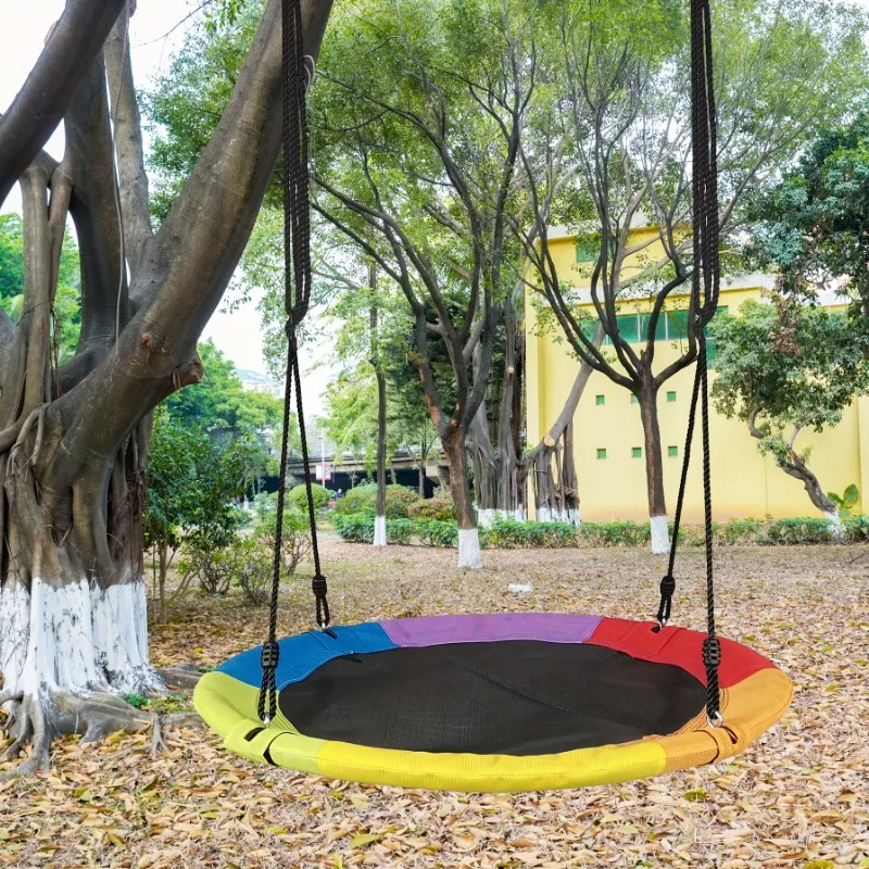 円形オックスフォードネットキャンバス子供用ハンモック吊り下げ - Kids Outdoor Swing Set のレビューと価格