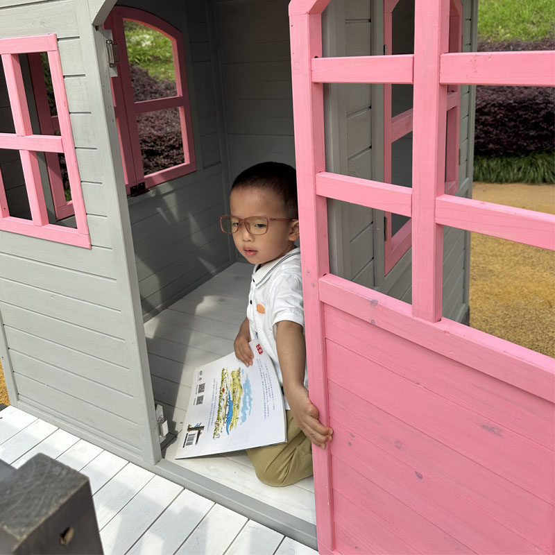 屋外大型滑り台付き木製プレイハウス、クライミングツリーハウス - Kids Outdoor Treehouse のレビューと価格