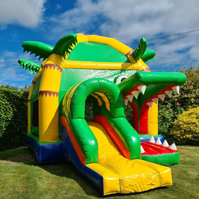子供用クロコダイル型インフレータブルバウンスハウス、滑り台付 - Kids Outdoor Jumping Toys のレビューと価格