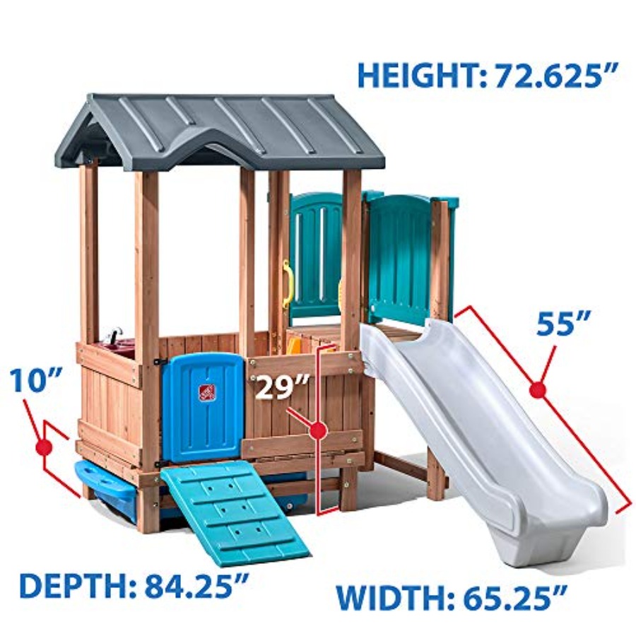 ウッドランドアドベンチャー プレイハウス＆スライド、子供用屋 - Kids Outdoor Swing Set のレビューと価格