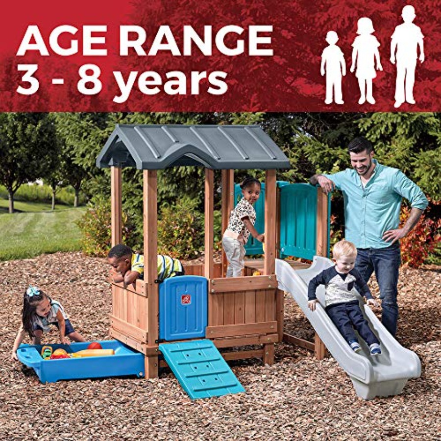 ウッドランドアドベンチャー プレイハウス＆スライド、子供用屋 - Kids Outdoor Swing Set のレビューと価格