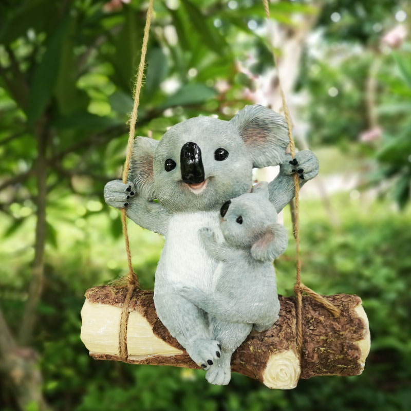 母子リスの樹脂製ハンギングスイングオーナメント、屋外ガーデン - Kids Outdoor Swing Set のレビューと価格