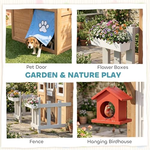屋外用プレイハウス（ペット用ドア付き）、木製キッズプレイハウ - Kids Outdoor Fence のレビューと価格