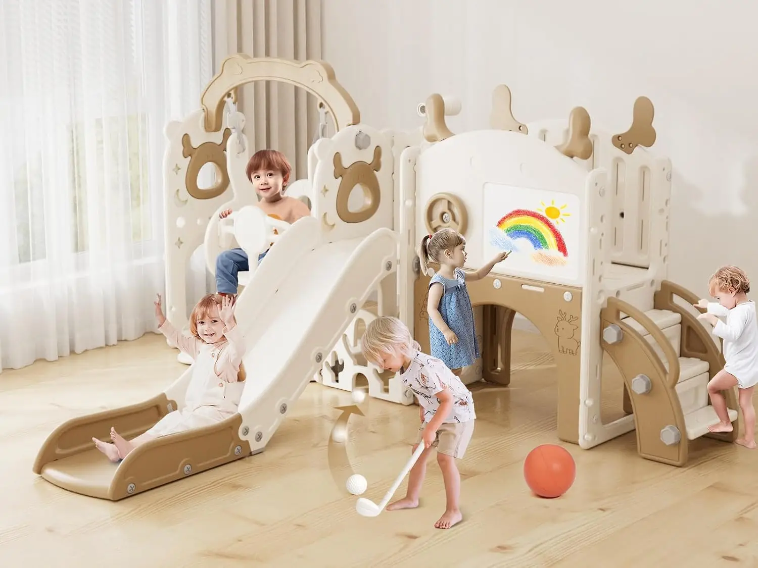 13-in-1幼児用スライド＆スイングセット、1歳以上のお子 - Kids Outdoor Swing Set のレビューと価格
