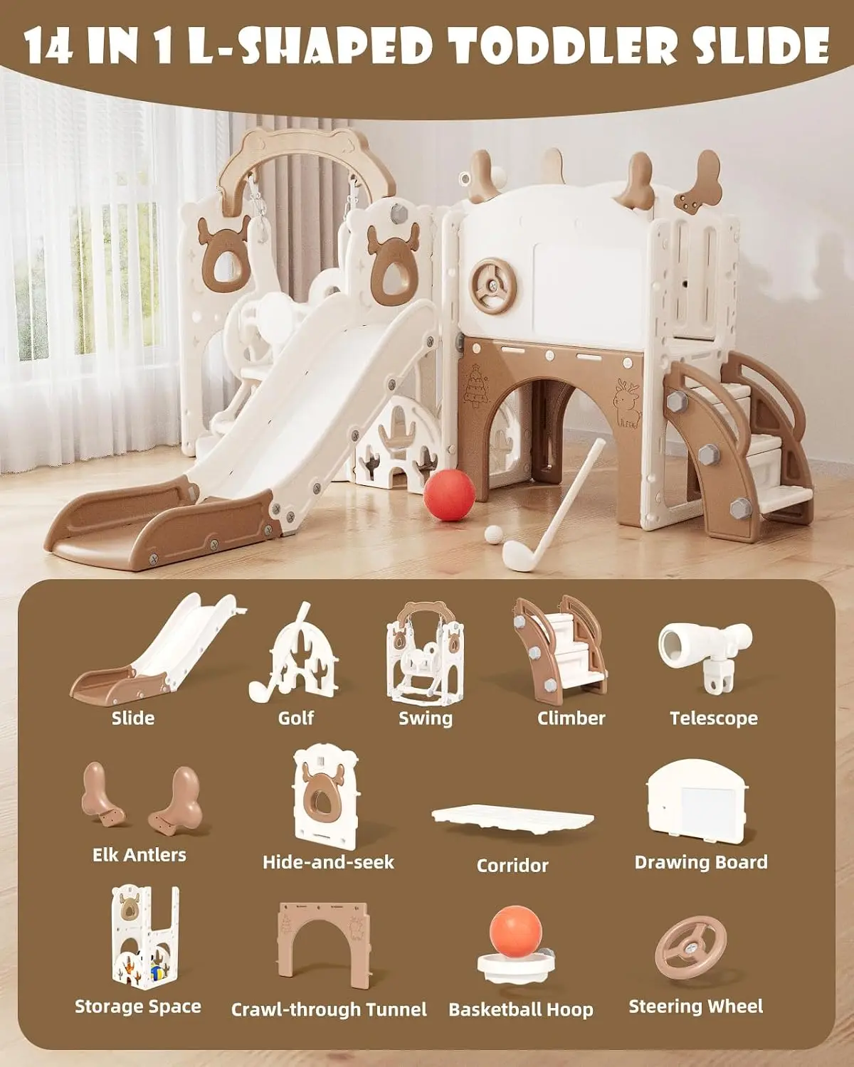 13-in-1幼児用スライド＆スイングセット、1歳以上のお子 - Kids Outdoor Swing Set のレビューと価格