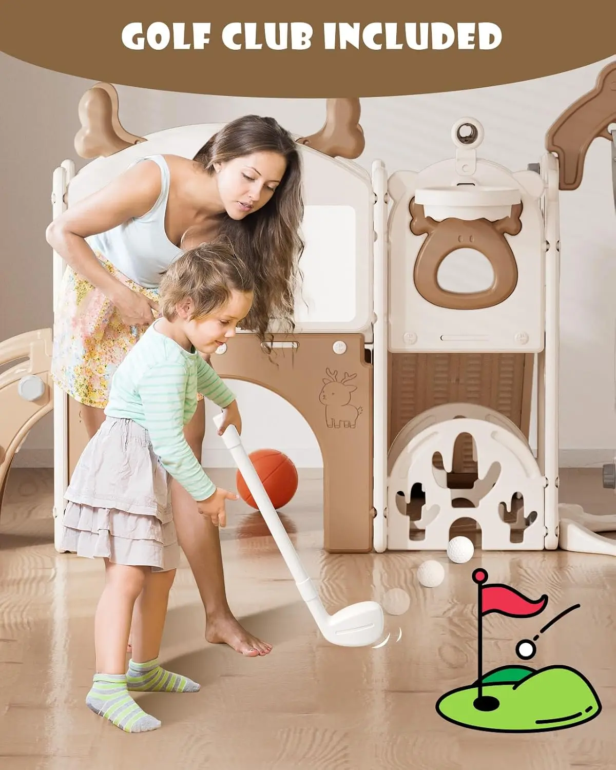 13-in-1幼児用スライド＆スイングセット、1歳以上のお子 - Kids Outdoor Swing Set のレビューと価格