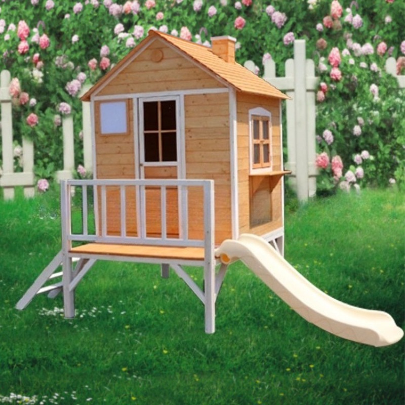 # 木製大型屋外遊具 子供用木製ハウス キッズスライド プレ - Kids Outdoor Treehouse のレビューと価格