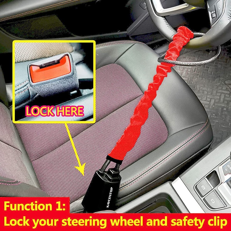 車のステアリングホイールスチールロックシートベルト盗難防止ロ - Swing Seat Belt のレビューと価格