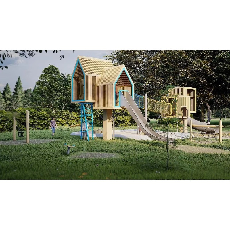 カスタム屋外遊園地子供用クライミングスイングセット遊び場屋外 - Kids Outdoor Treehouse のレビューと価格