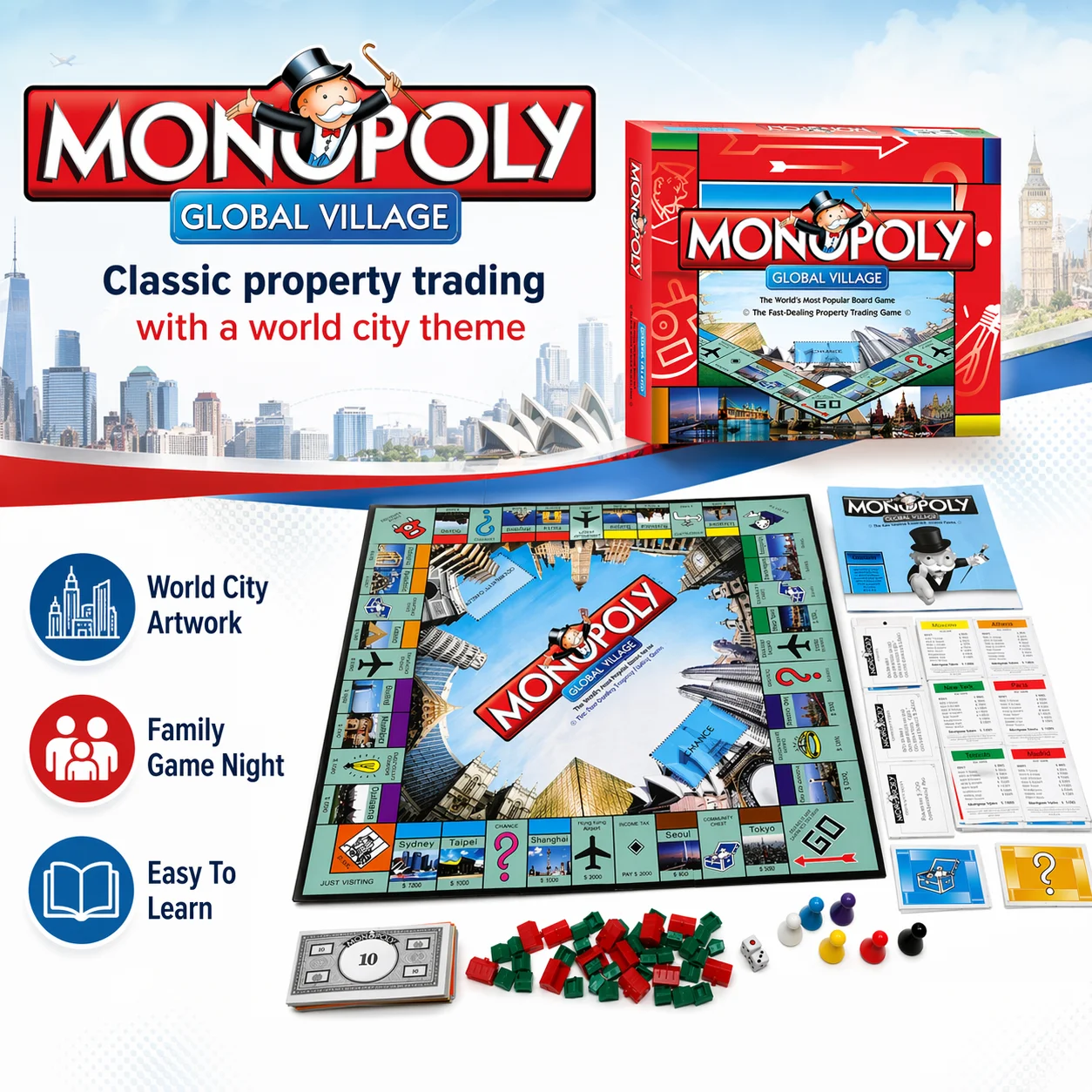 プレミアム モノポリー グローバル ヴィレッジ ボードゲーム - Hasbro Game Monopoly のレビューと価格