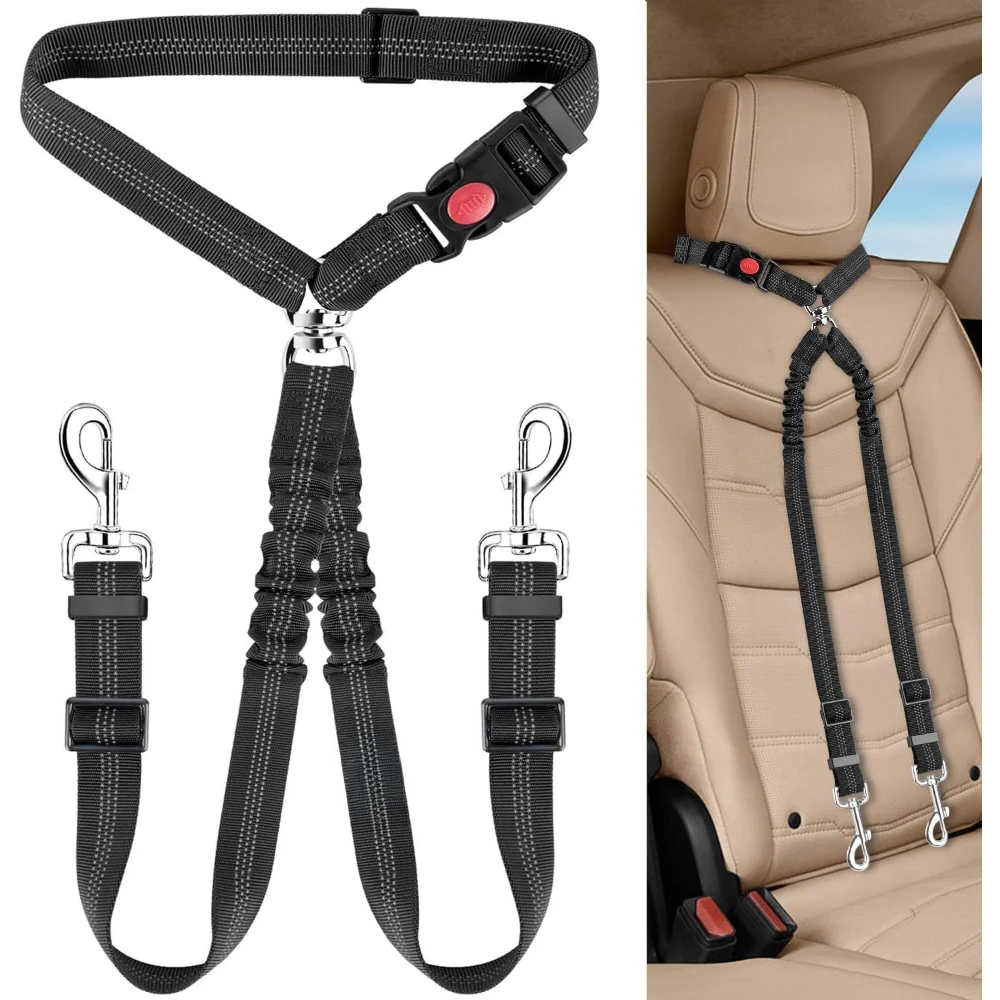 1個入りペット用シートベルト、調節可能な伸縮式2匹用ドッグリ - Swing Seat Belt のレビューと価格